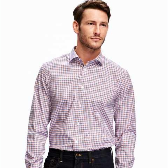 Hugo Boss Men's Sharp Fit Red White Gray Plaid Shirt - M Great Condition - Picture 1 of 5